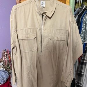 Aerie Offline Corduroy Quarter Zip Shacket Light Tan Pocket Shirt Top Small